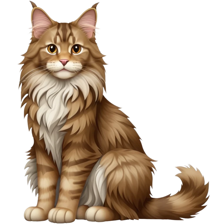 cinematic-[maine coon cat]-realistic-full-body-sitting-emoji,-tail-curled-playfully-around-its-paws,-head-tilted-dramatically,-scruffy-[maine coon]-fur,-simplified-yet-realistic-focused-features,-highly-detailed,-glowing-with-an-almost-sarcastic-glow emoji