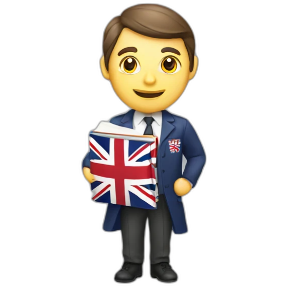english teacher with british flag and textbook emoji