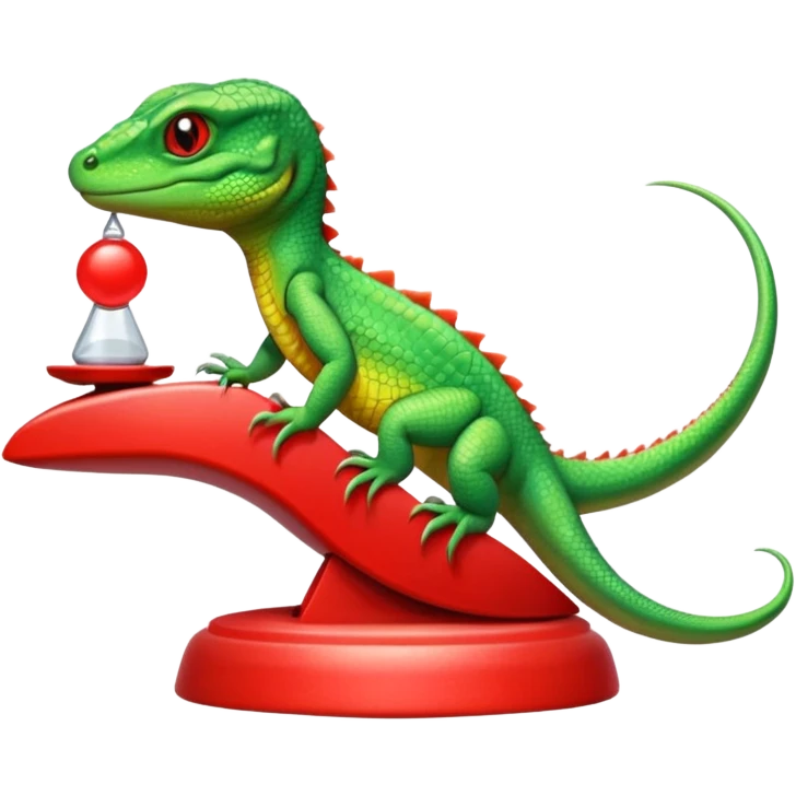 Lizzard pressing red button emoji