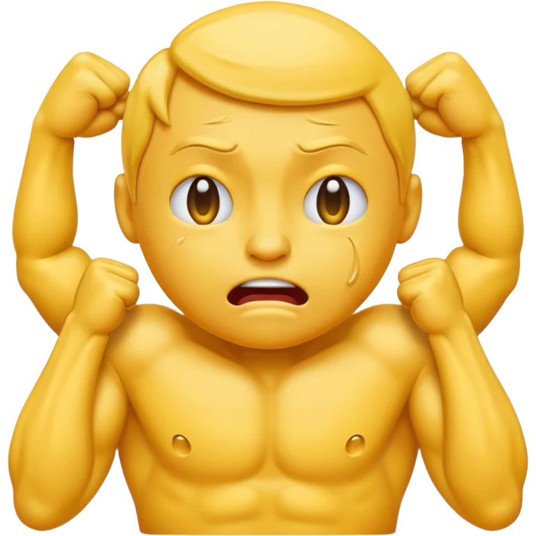 Classic yellow crying emoji flexing muscles emoji