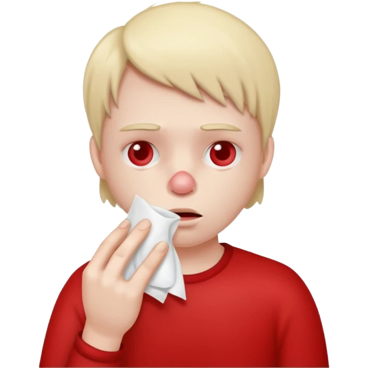 sick person with tissue on nose, fever and red nose. emoji