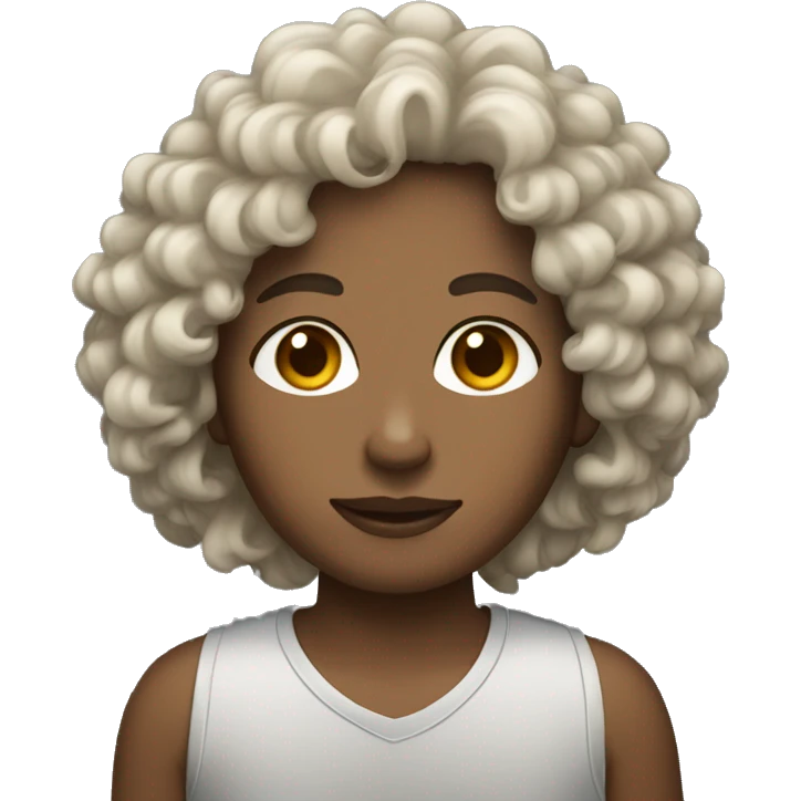 person with curly hair light dark skin emoji