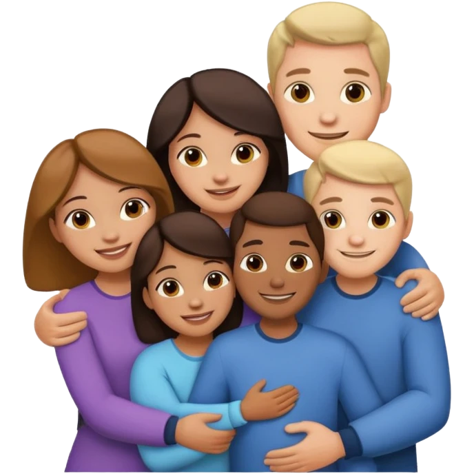 family of 5 hugging each other emoji