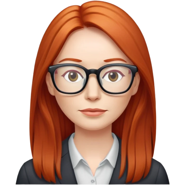 middle age Red head long straight hair pale skin wearing glasses emoji