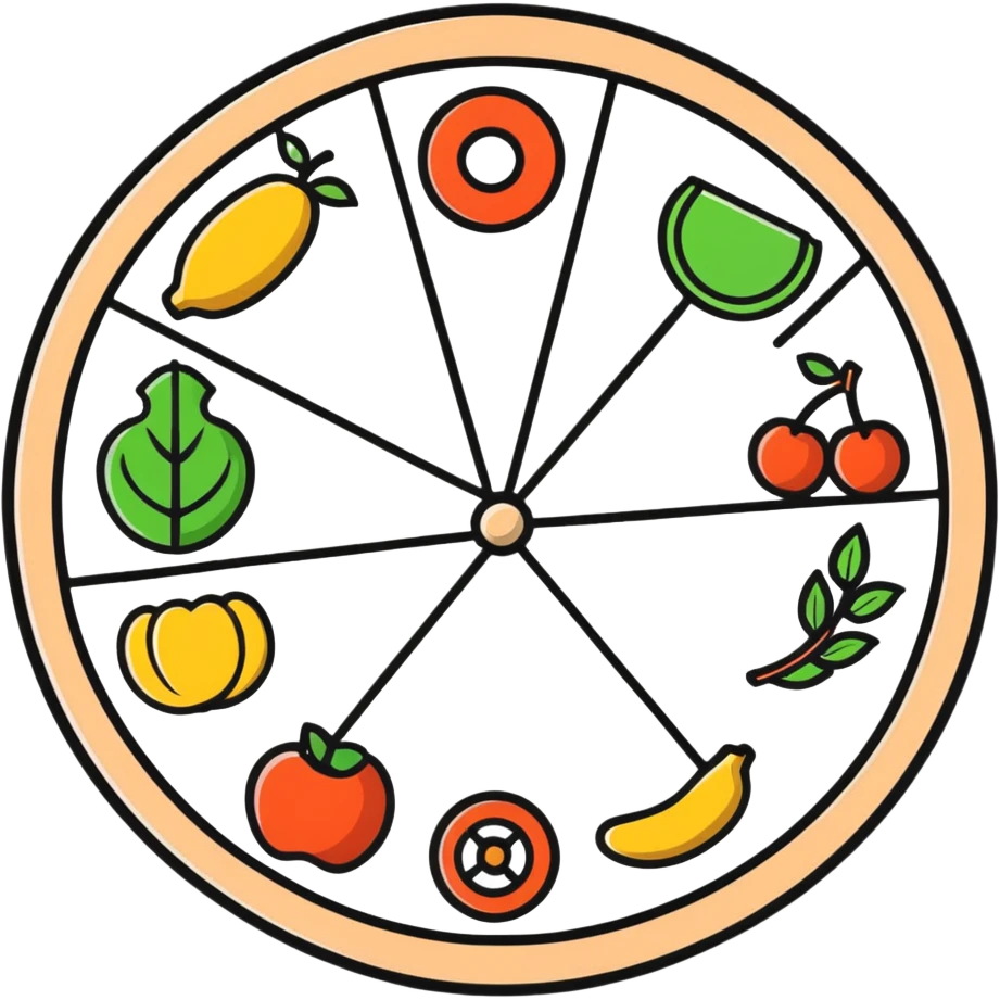 balanced lifestyle wheel with movement, nutrition, rest, and vitality emoji