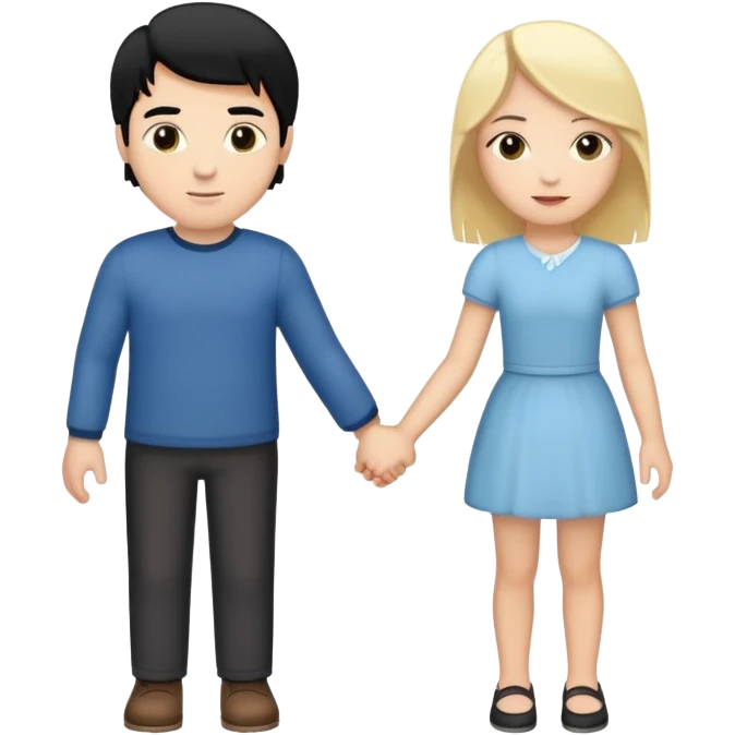 White man with black hair and white girl with blonde hair holding hands emoji
