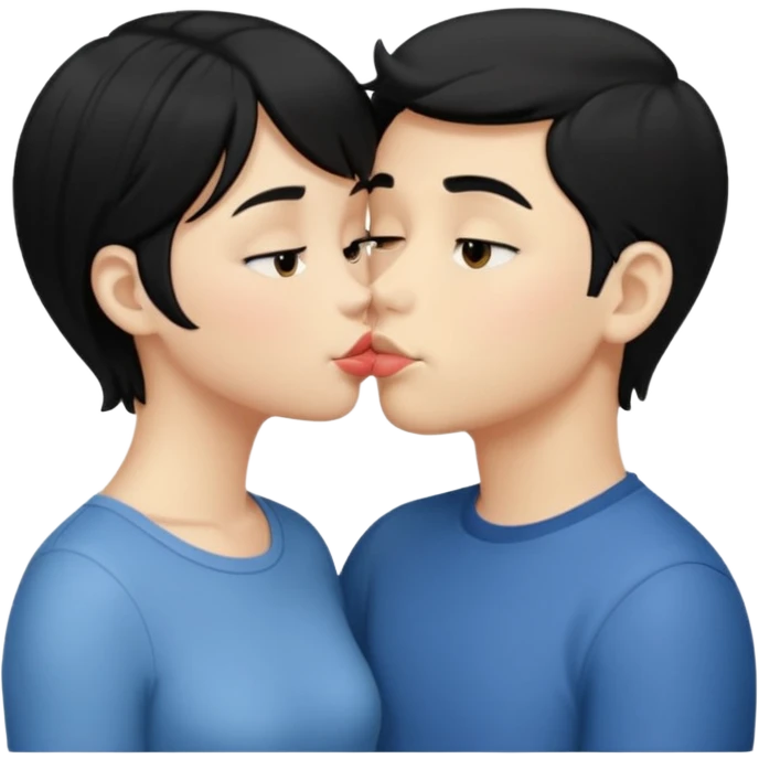 blonde boy kissing girl with black hair emoji