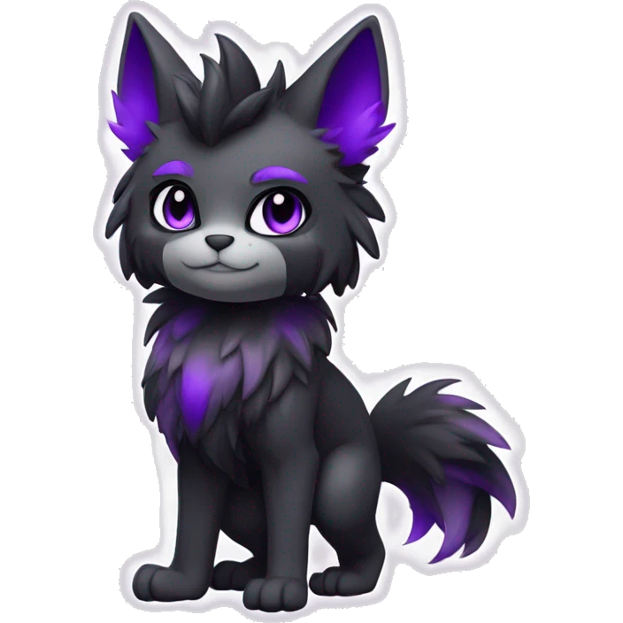 Anthro-Edgy-Cool-Black-Purple-Contrast-Colors-Fantasy-Fur-Sona-Chibi-Shiny-Fakémon-Hybrid full body emoji