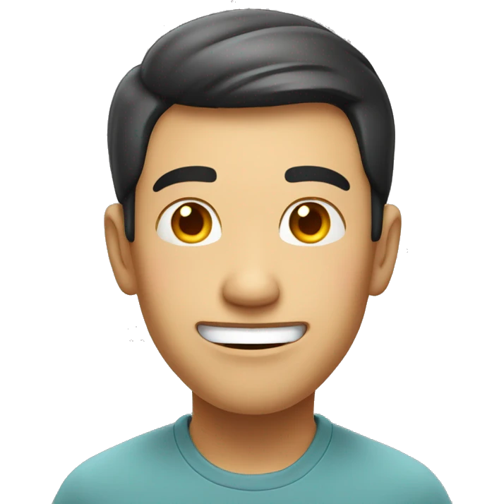 Smiling Chinese man have a surprised emoji