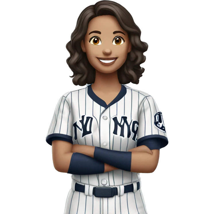 Smile Brunette female Yankees jersey  emoji
