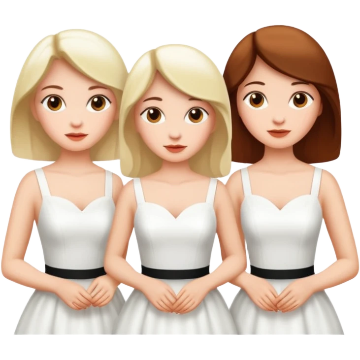 three women in white dresses emoji