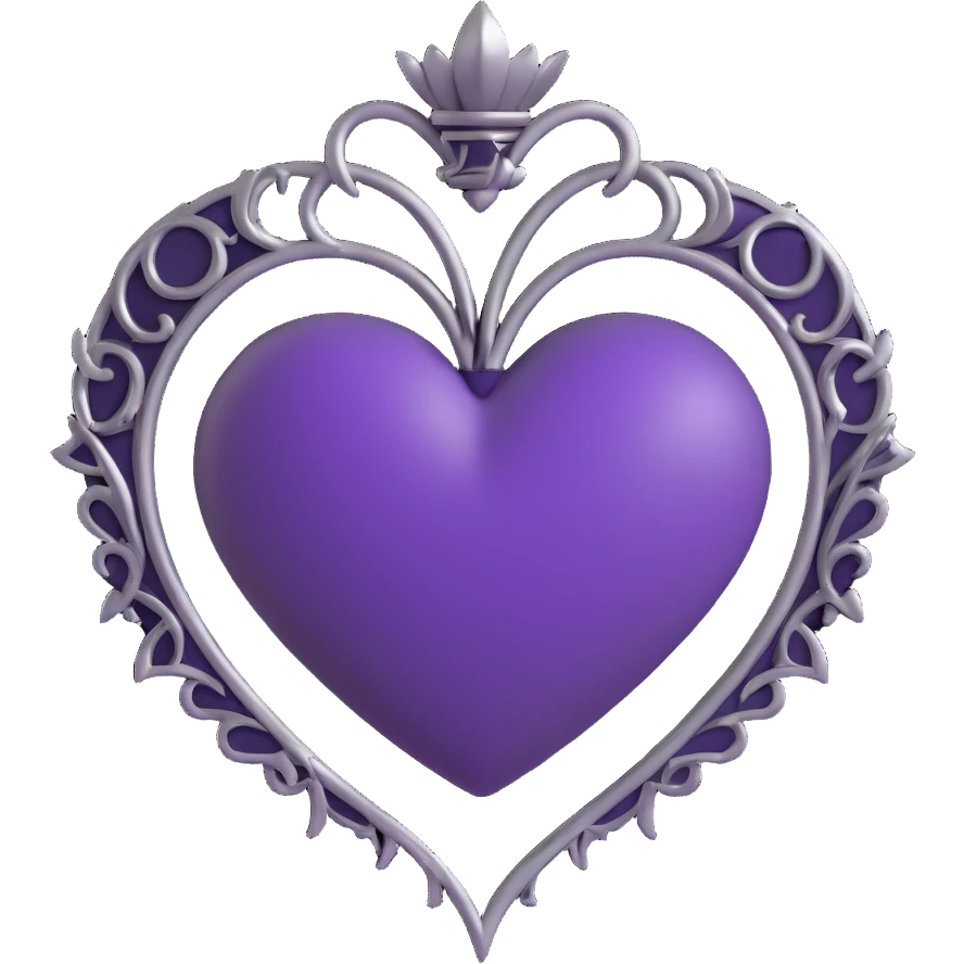 gothic heart with black and silver accents purple emoji