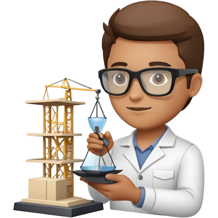 architect with protective eyewear building a scale model emoji