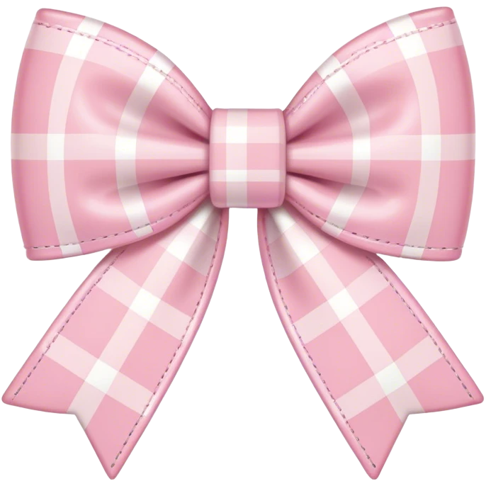 Pastel pink plaid bow emoji