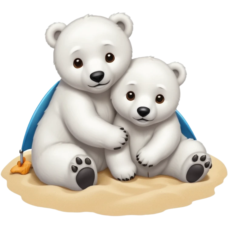 2 ours polaires à la plage emoji