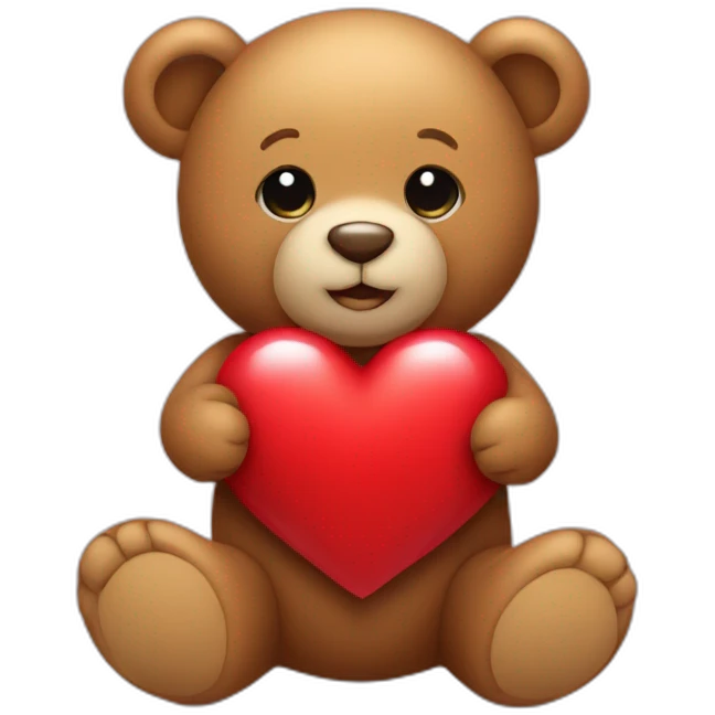A teddy bear Holding a heart emoji