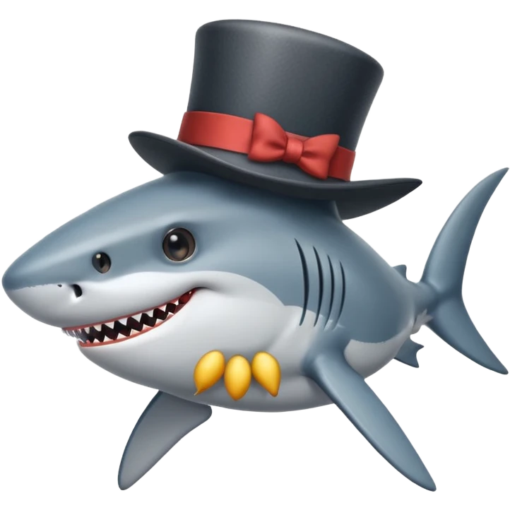 Shark with a top hat emoji