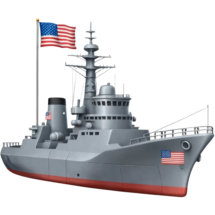 Very realistic American modern warship with little flag emoji