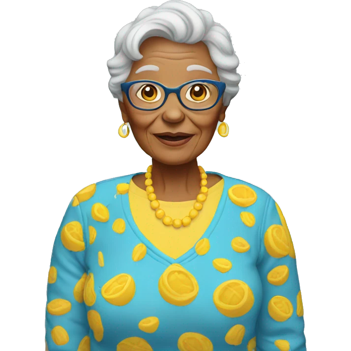grandma blue and yellow emoji