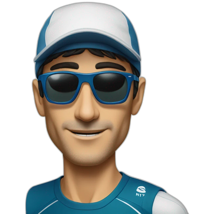 kilian jornet trail running wearing a cap sunglasses and winter shoes emoji