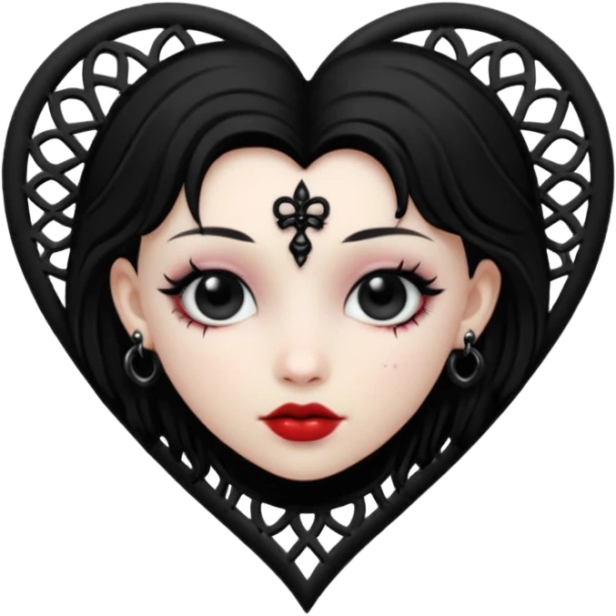 goth themed heart with a black lace earring emoji