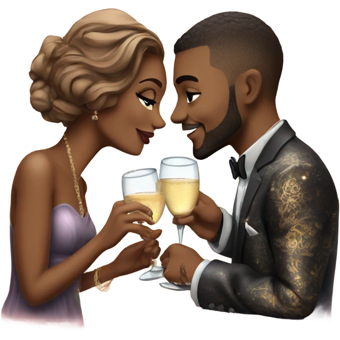Romantic date for beautiful tattooed couple drinking champagne  emoji