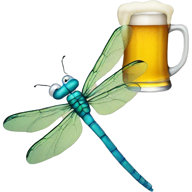 dragonfly holding a beer emoji