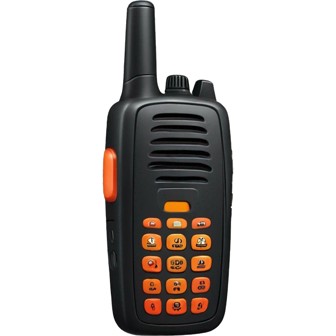 black walkie talkie with red-orange button on side emoji
