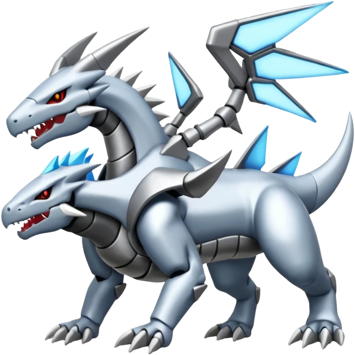 Futuristic Reshiram-Kyurem-Steelix-Lairon-Aggron-Genesect-fusion emoji