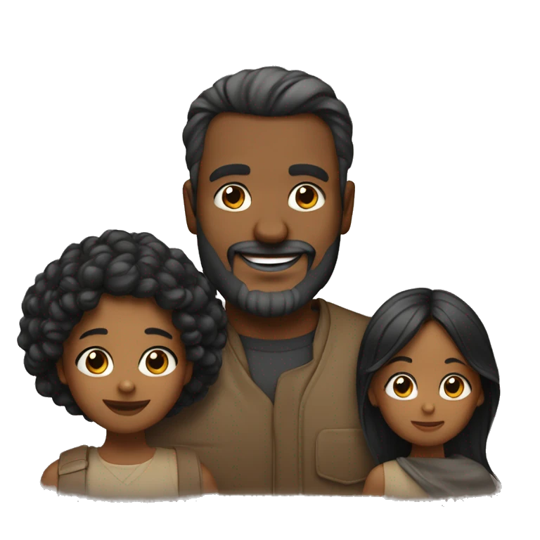 padre sin barba con cabello e hija cabello negro lacio y largo emoji