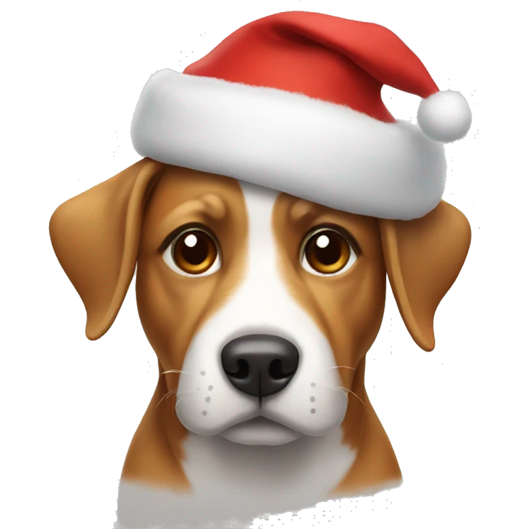 Dog wearing Christmas hat emoji
