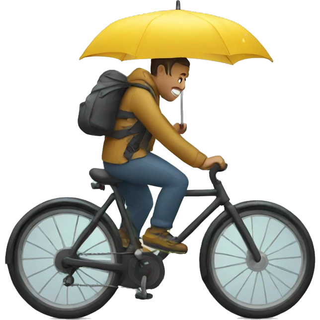 Man on bike in the rain emoji