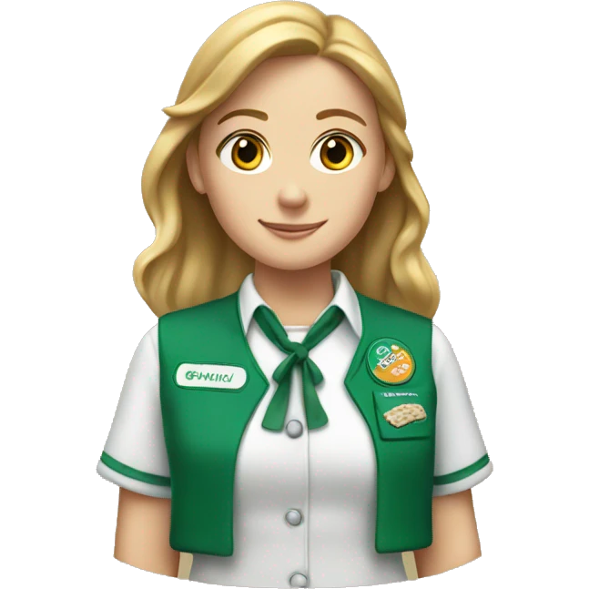 white girl scout selling cookie emoji