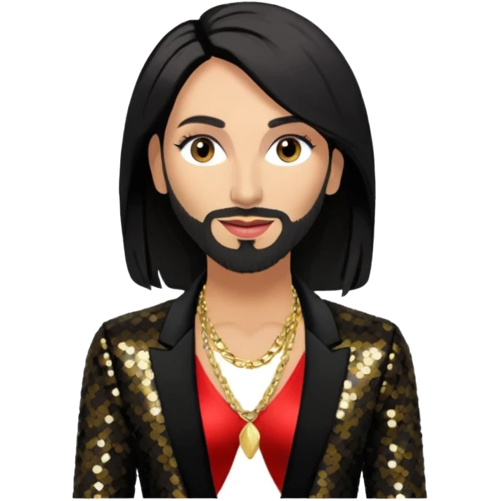 Conchita Wurst with black sequin jacket, shirtless with necklace  emoji