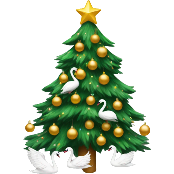 Christmas tree with swans  emoji