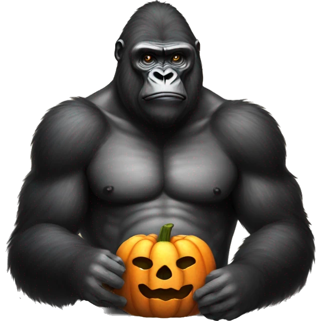 gorilla with pumpkin emoji