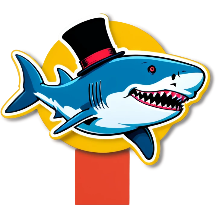 Shark with a top hat emoji