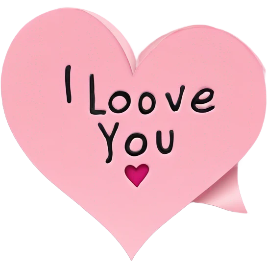 Pink paper that says I love you  emoji