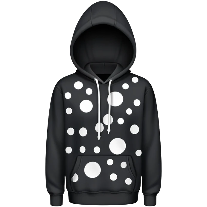 The BLACK Denim Tears Hoodie features a black base with distinctive white open circle spots with empty space in the middle, These hollow ring-like patterns are scattered across. emoji
