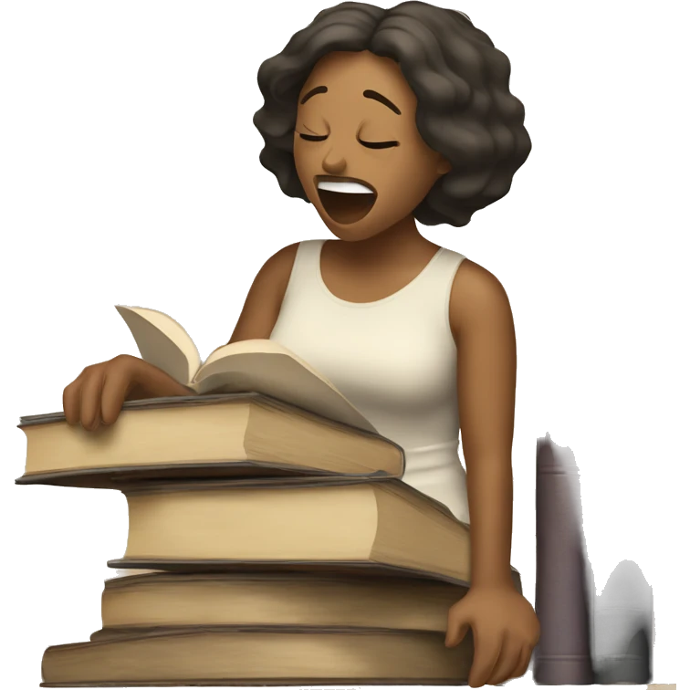 a singer singing on discarded books emoji