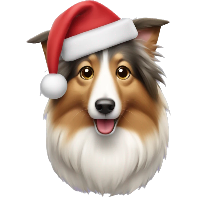 shetland sheepdog dressed for christmas emoji