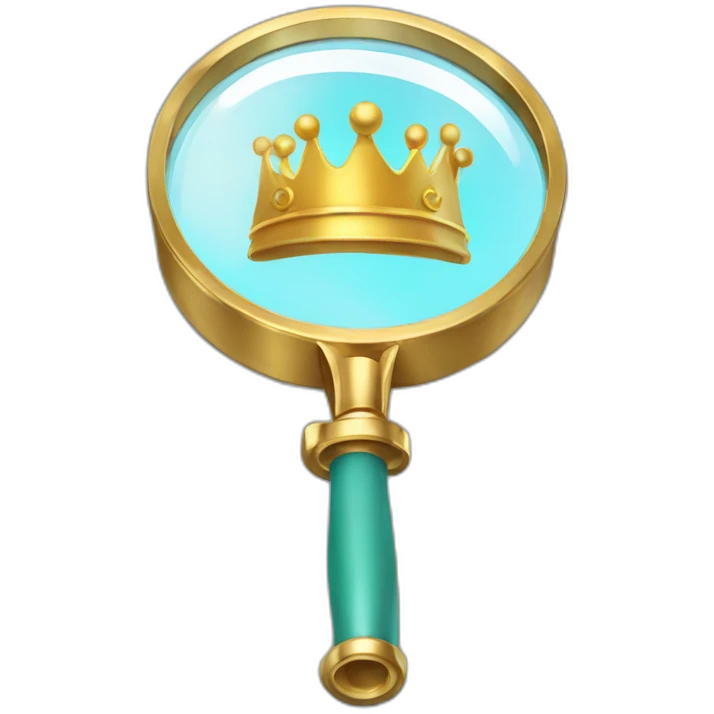 Magnifying glass with a golden crown emoji
