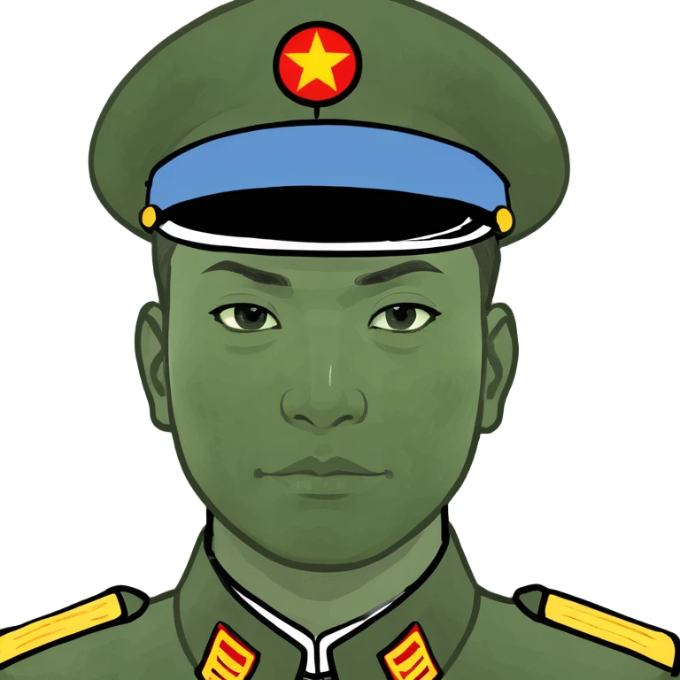 Chinese man in military uniform emoji
