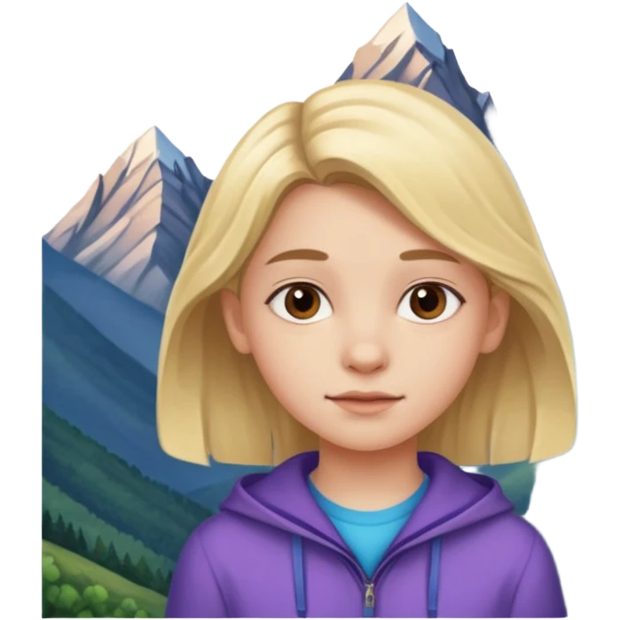 a 12 year old girl with mountains emoji