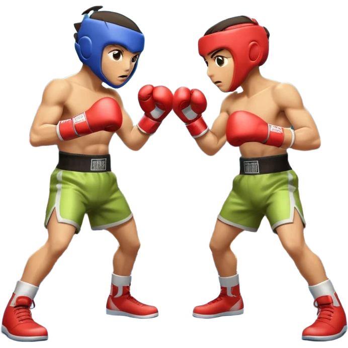 two aliens boxing in a fight stance, facing each other with raised gloves, dynamic action pose, intense expressions, sci-fi arena vibe, 3D cartoon style, mobile game icon style, clean background, no text, no watermark
 emoji