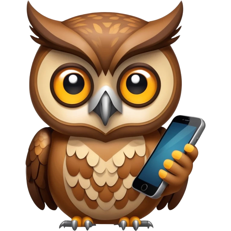 Абстрактная сова с телефоном emoji