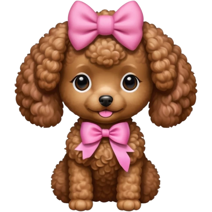 Brown toy poodle with pink bow emoji