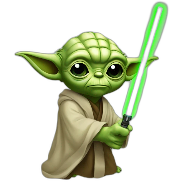 Yoda che spara una una spada laser emoji
