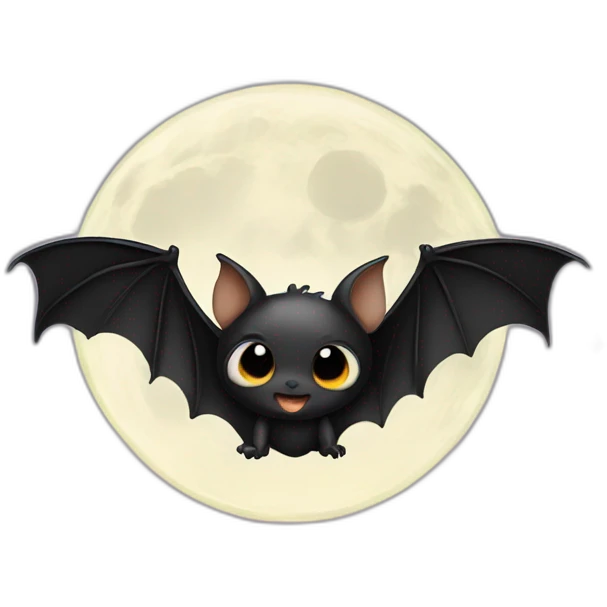 black baby bat wings in front of moon emoji