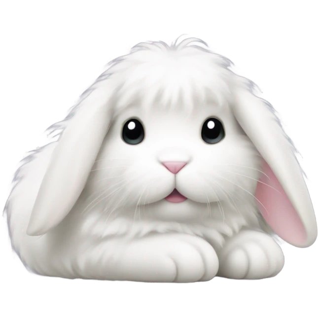 White fluffy floppy bunny curled up emoji